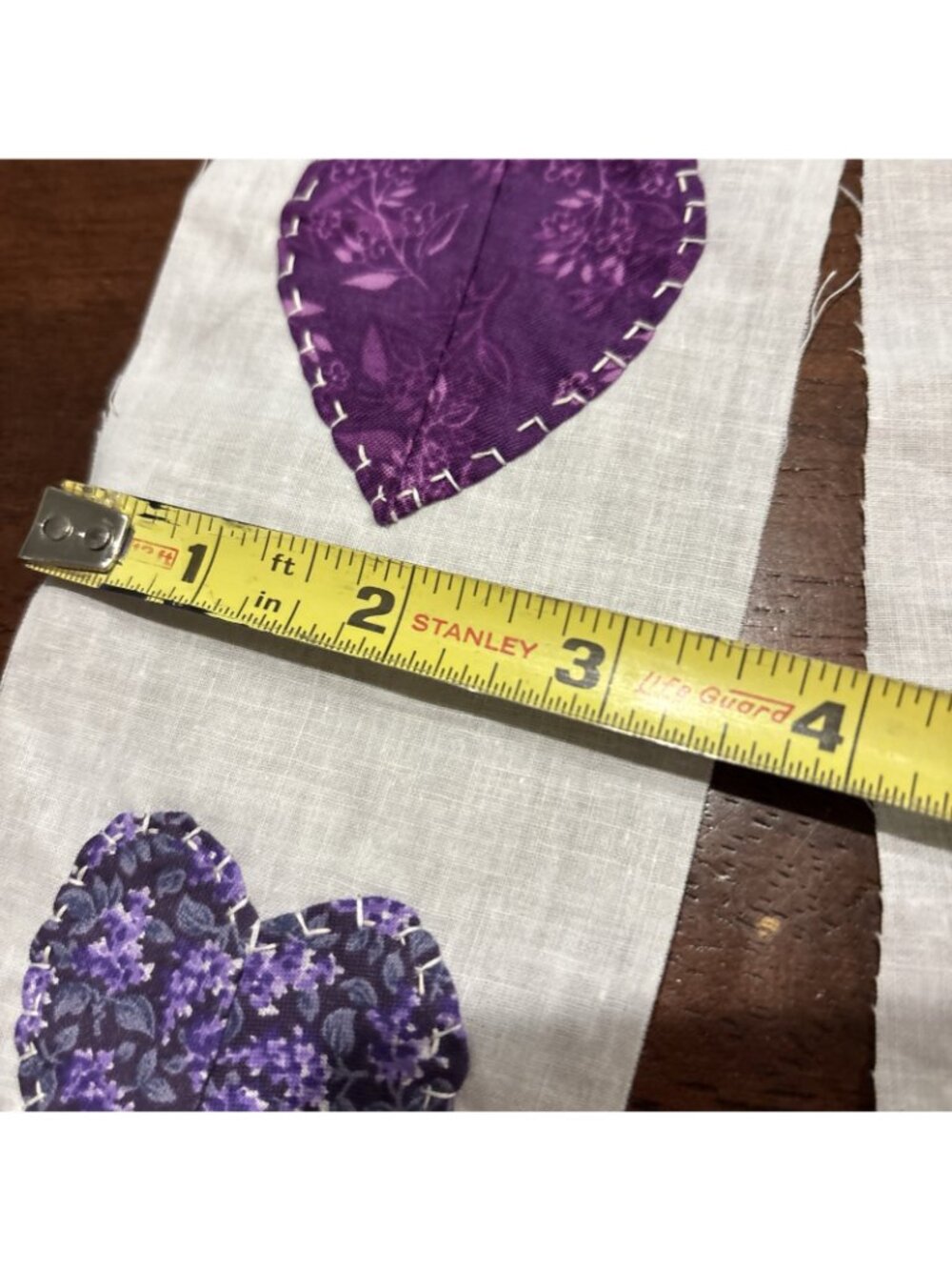 SET OF 26 HEARTS HAND APPLIQUÉD QUILTING BLOCKS 8 INCH + 20 Smalls Purple White - Picture 9 of 9